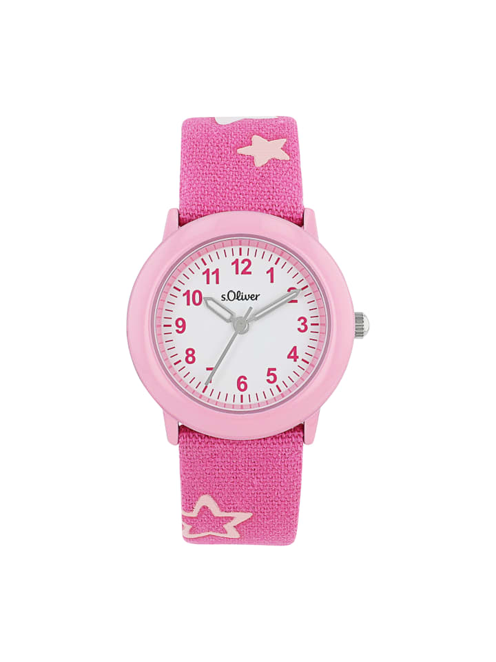 s.Oliver Quarzuhr Textil, Alloy in pink günstig kaufen 22 cm