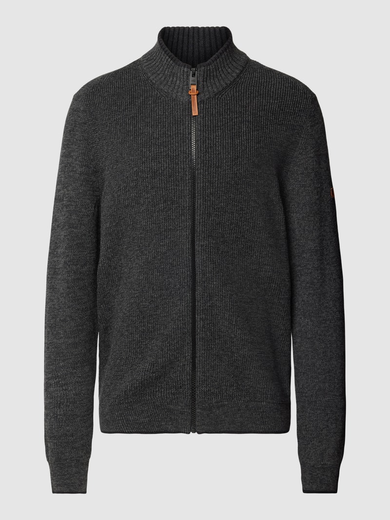 Strickjacke mit Stehkragen in anthrazit