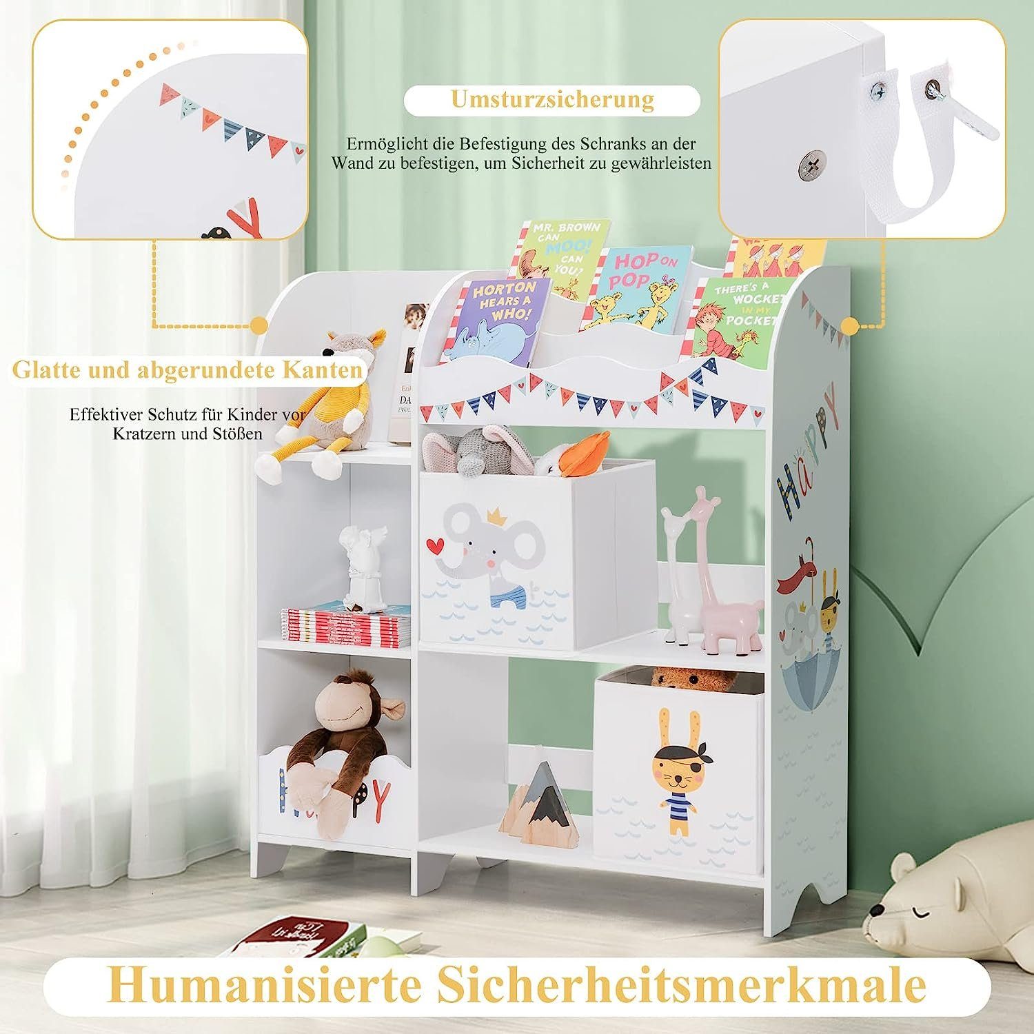 KOMFOTTEU Bücherregal Spielzeug-Organizer, Kinderzimmerschrank