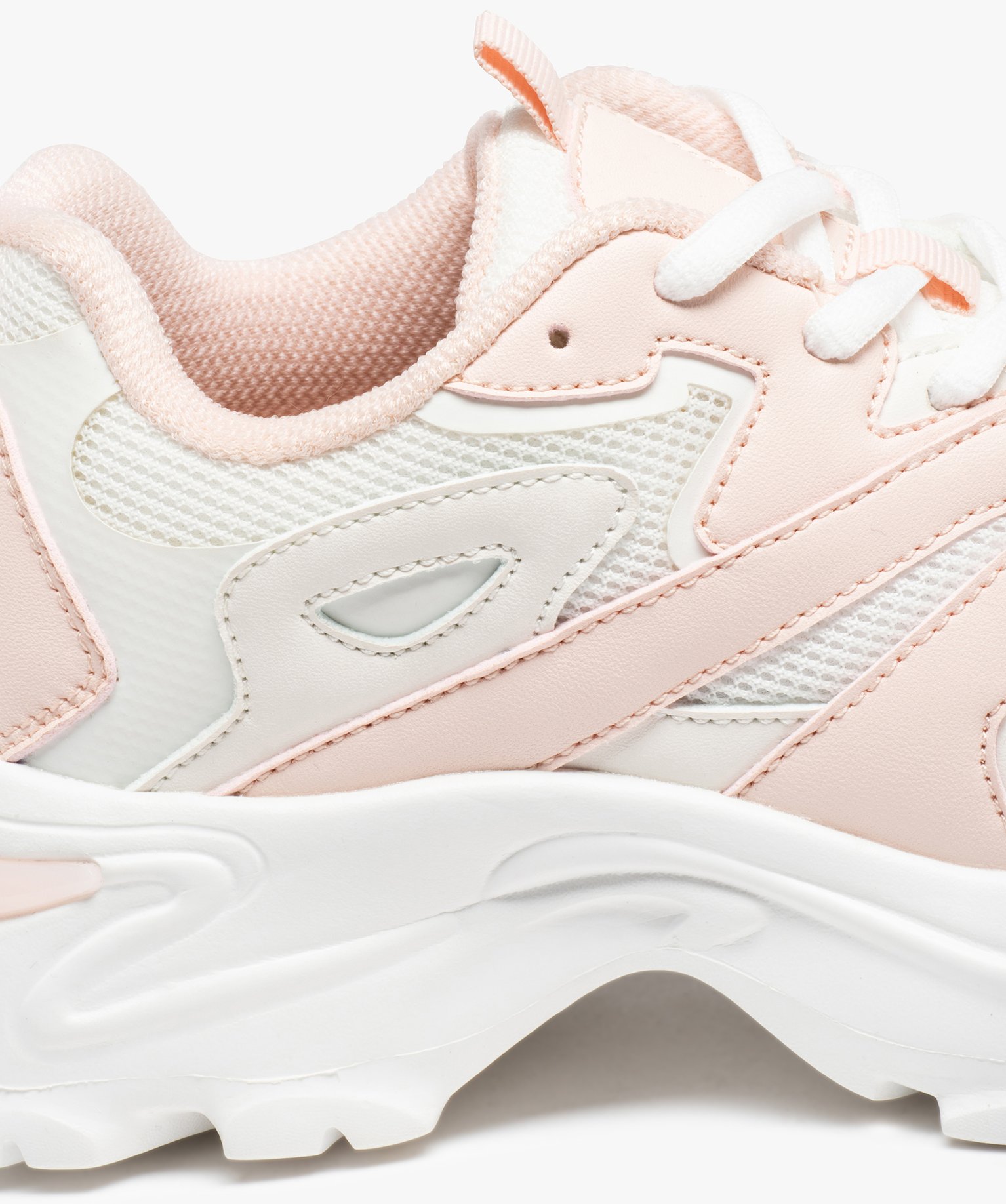 Baskets femme style running bicolores à semelle épaisse rose | GEMO