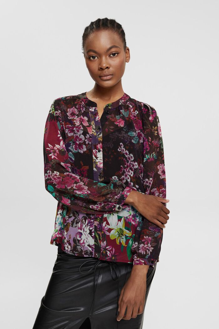 Recycelt: Chiffonbluse mit Muster