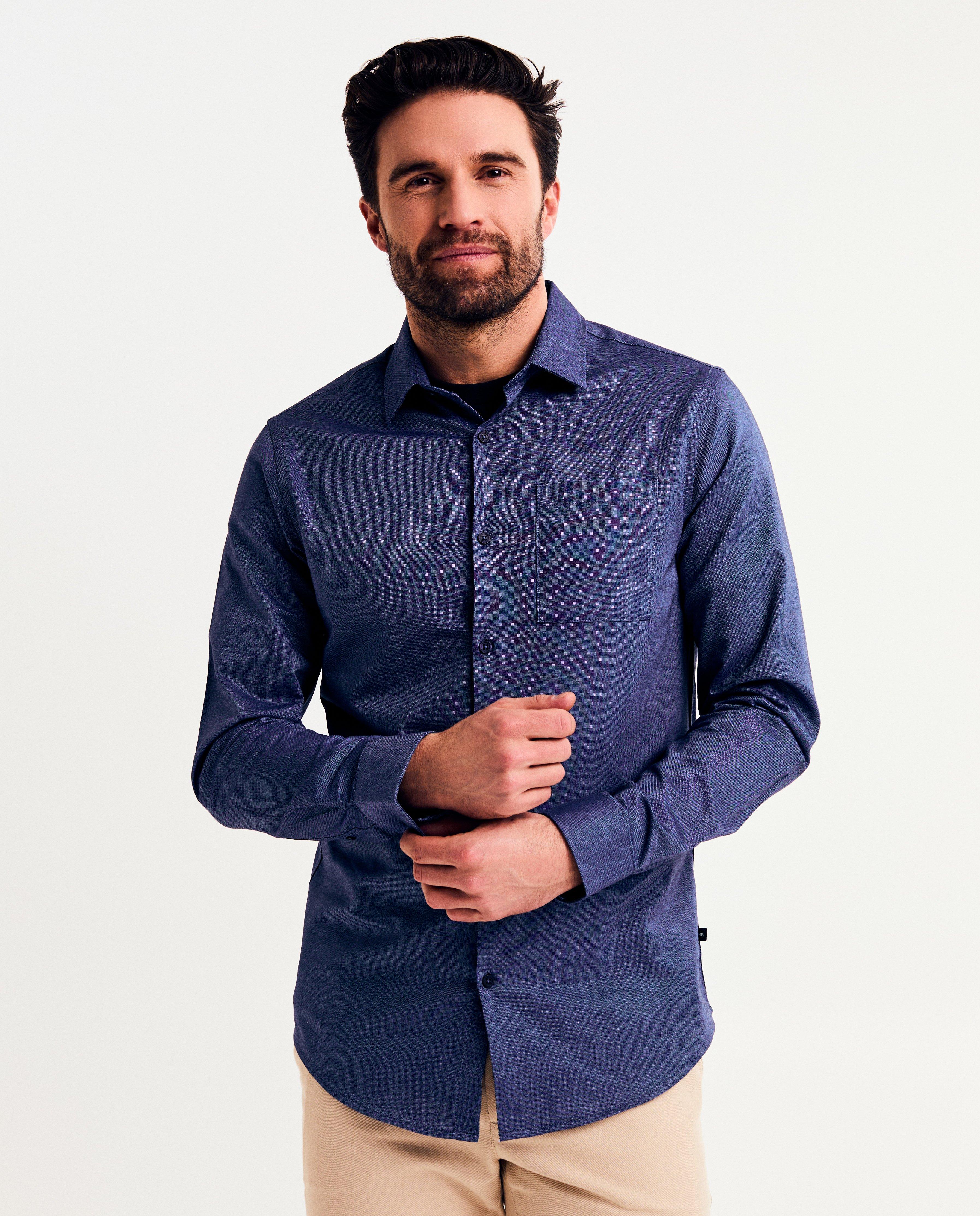 Cămașă Hampton Bays albastră, croială slim fit, albastră