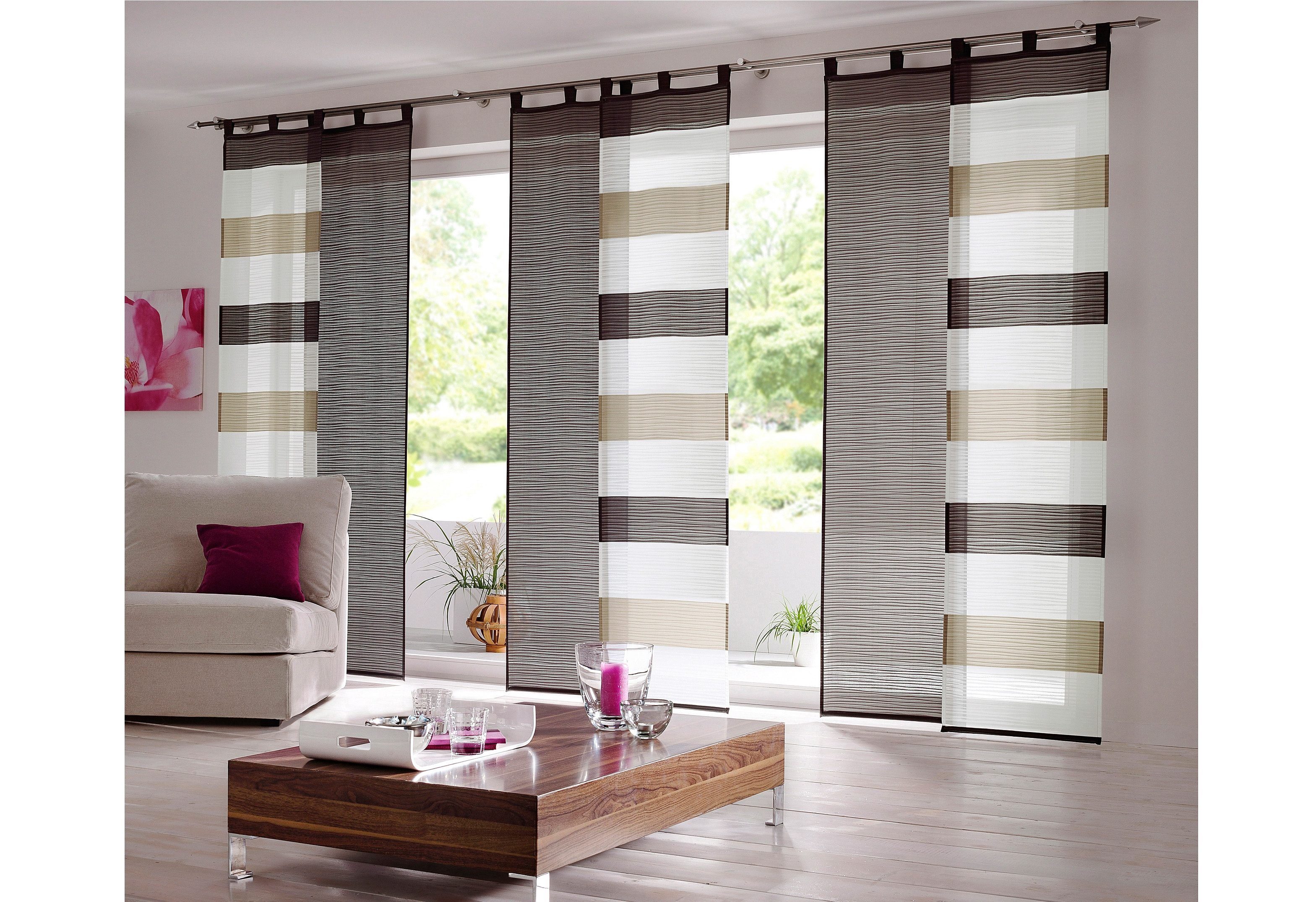 Schiebegardine Sarnia, HOME WOHNIDEEN, Schlaufen (1 St), halbtransparent, Voile, inkl. Beschwerungsstange