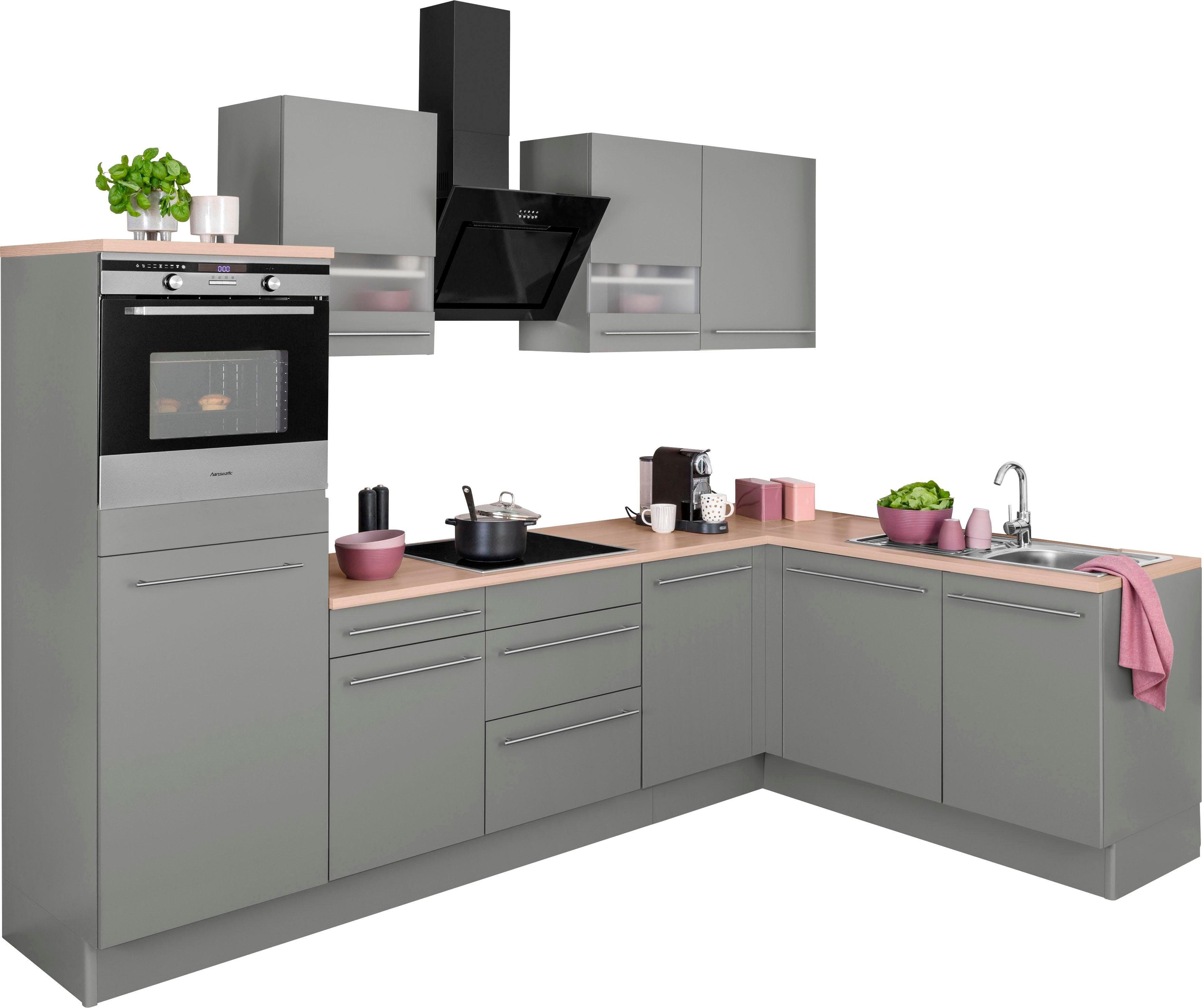 OPTIFIT Winkelküche Bern, Hanseatic E-Geräte, Stellbreite 285 x 175 cm, mit Induktionskochfeld