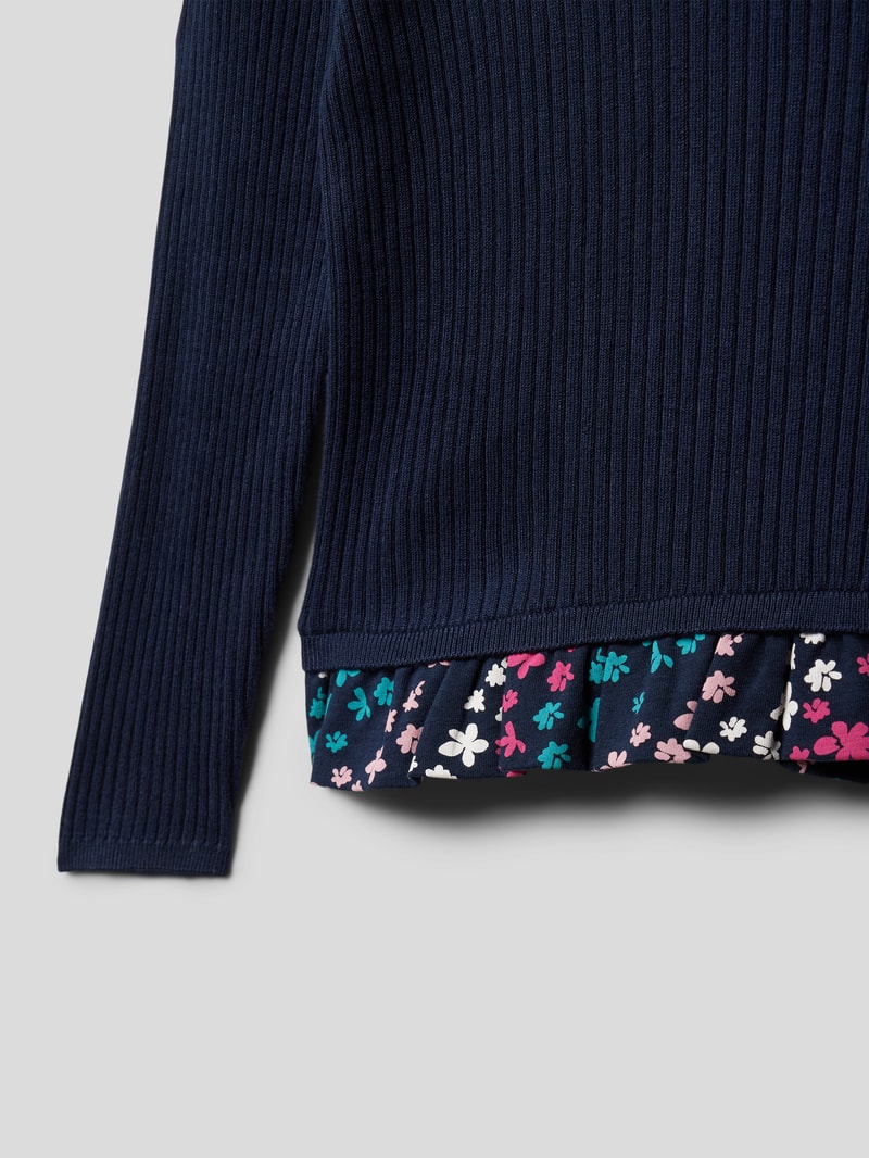 Strickpullover in Layering-Optik Modell 'Back to School' in marineblau
