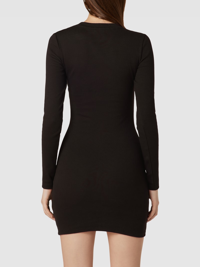 Sweatkleid in Ripp-Optik in schwarz