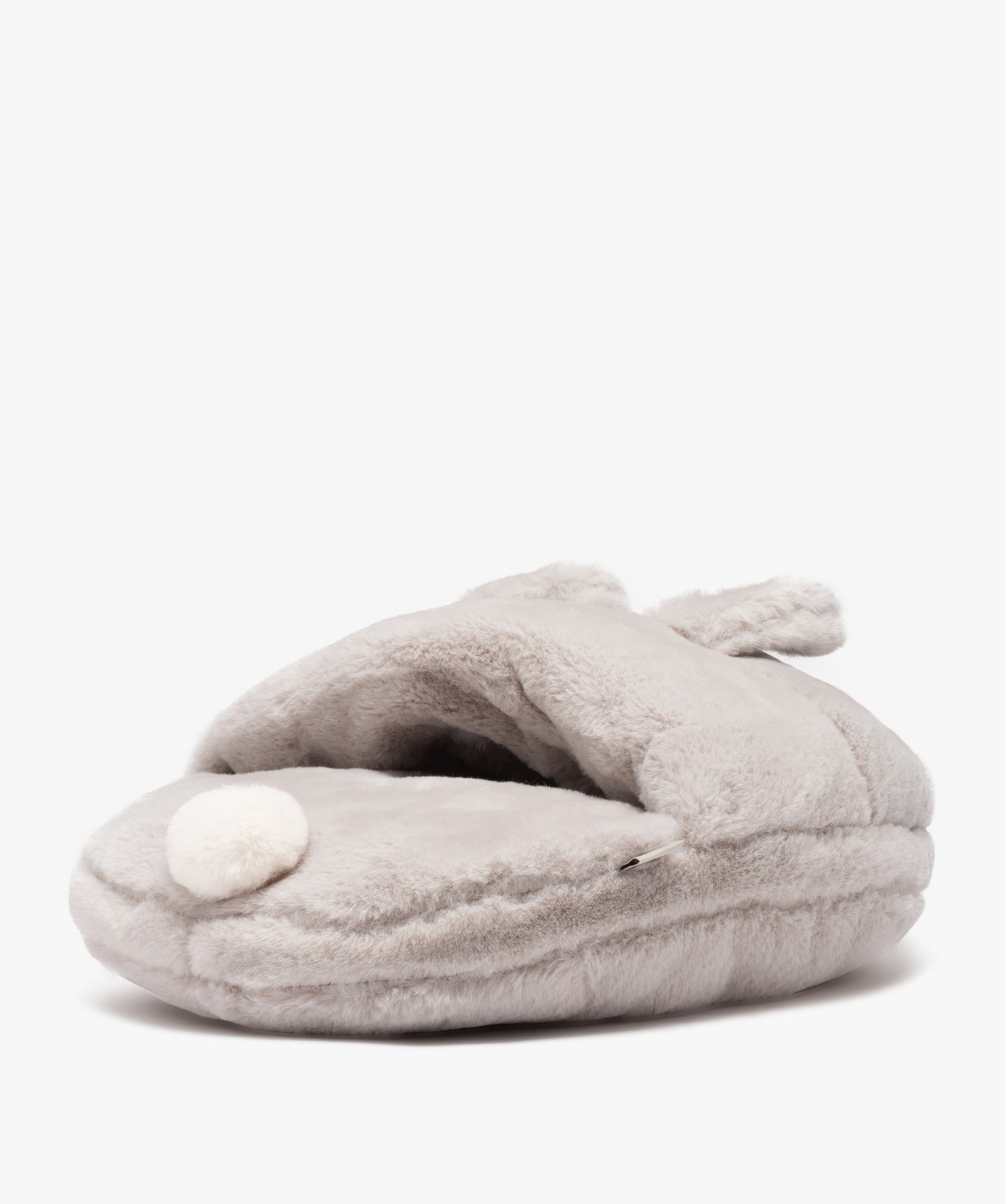 Chaussons femme géants en volume tête d'animal gris | GEMO
