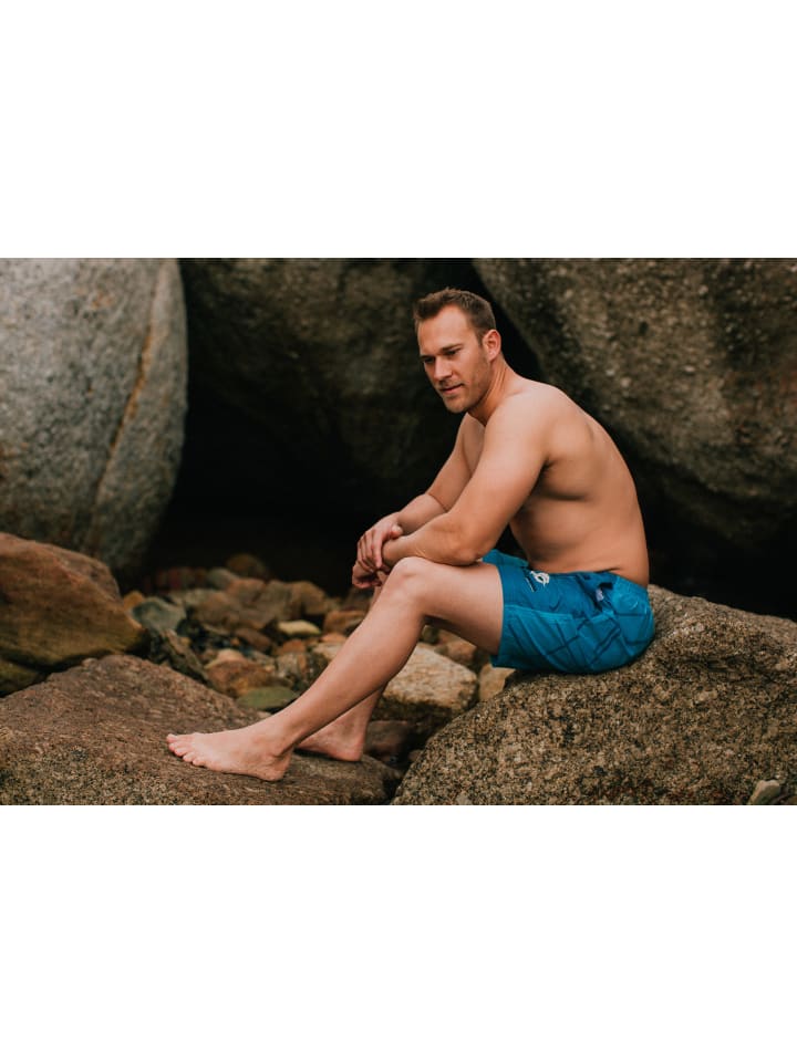 GUGGEN MOUNTAIN Badehose Kariert in Blau günstig kaufen