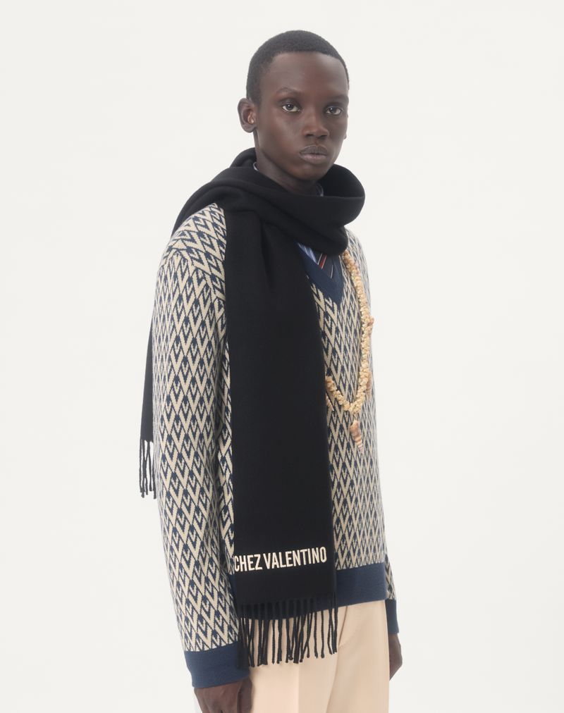 Chez Valentino Uld Broderet Tørklæde