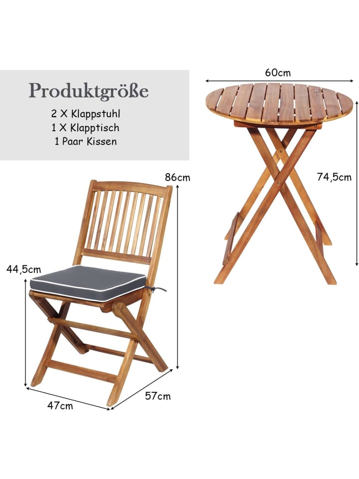 COSTWAY 3 tlg. Balkonmöbel Set in Grau günstig kaufen onesize