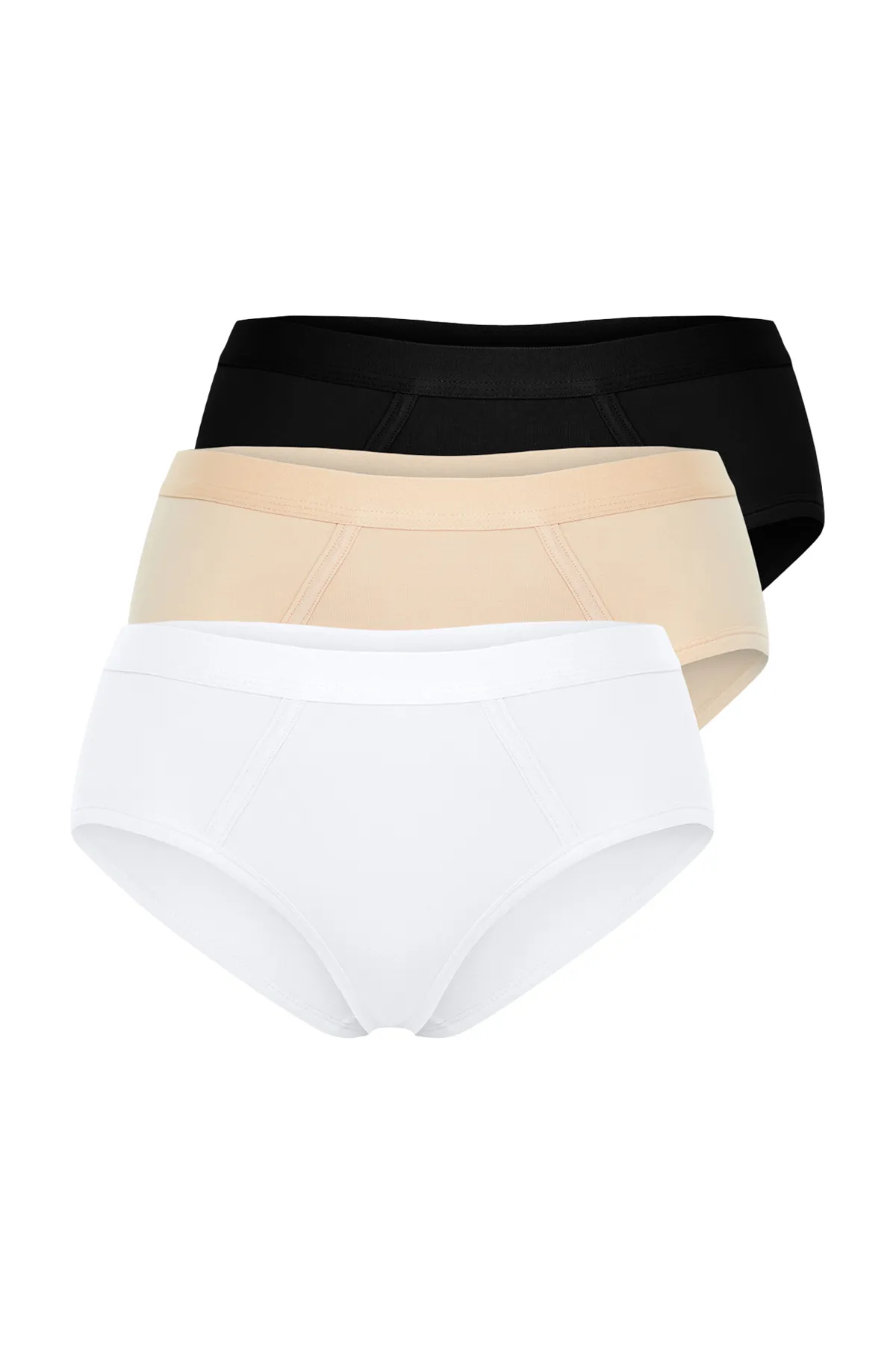 Trendyol Collection  Schwarz-Weiß-Haut 3er-Pack Baumwoll-Culotte-Strickhöschen THMSS24KU00005