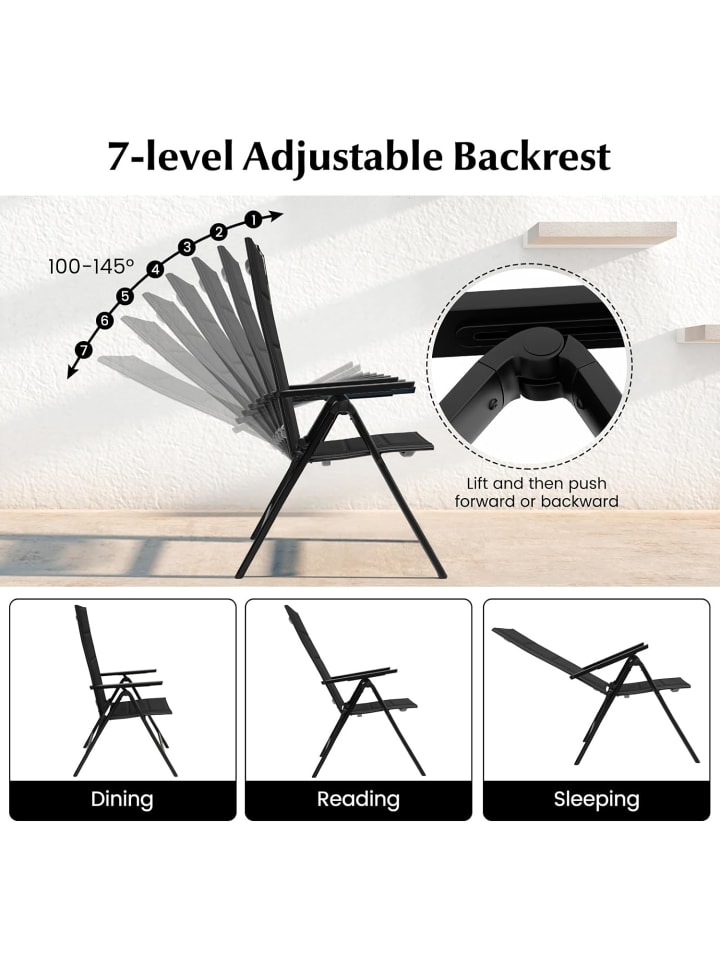 COSTWAY Gartenstuhl Alu 2er Set in Schwarz günstig kaufen onesize