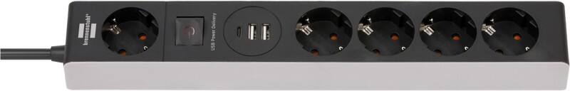 brennenstuhl Steckdosenleiste mit USB-C 1159780615 5-fach 1,5 m Schwarz, Grau
