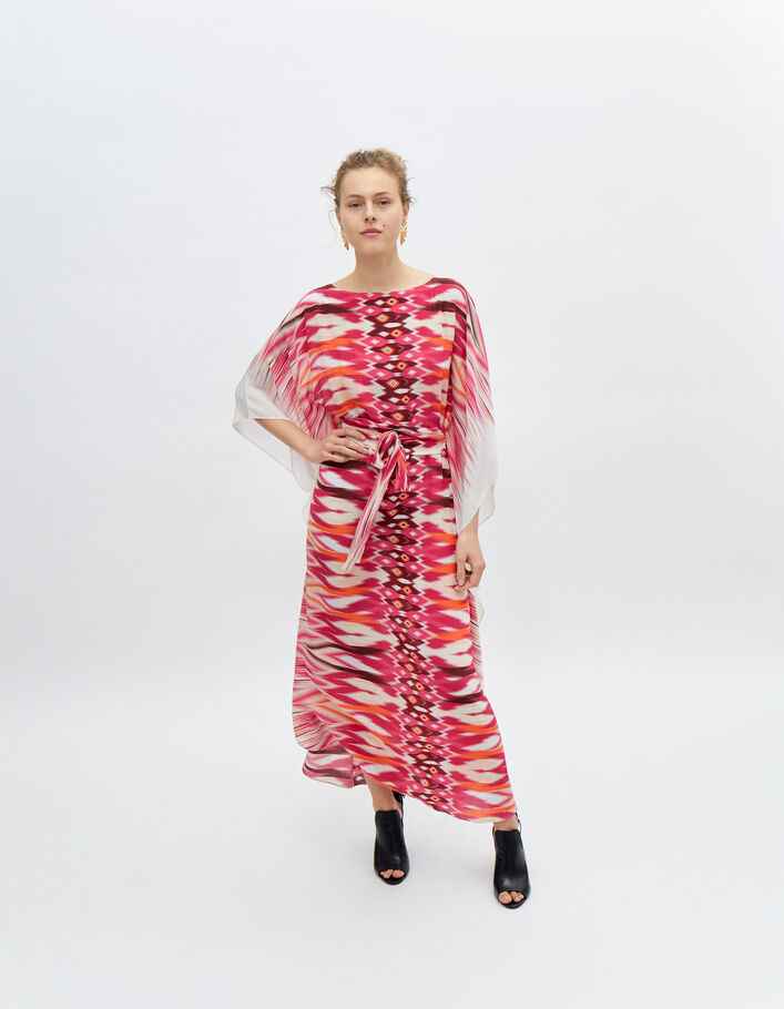 Robe longue fuchsia motif ethnique IKKS x GIGEEZ Femme