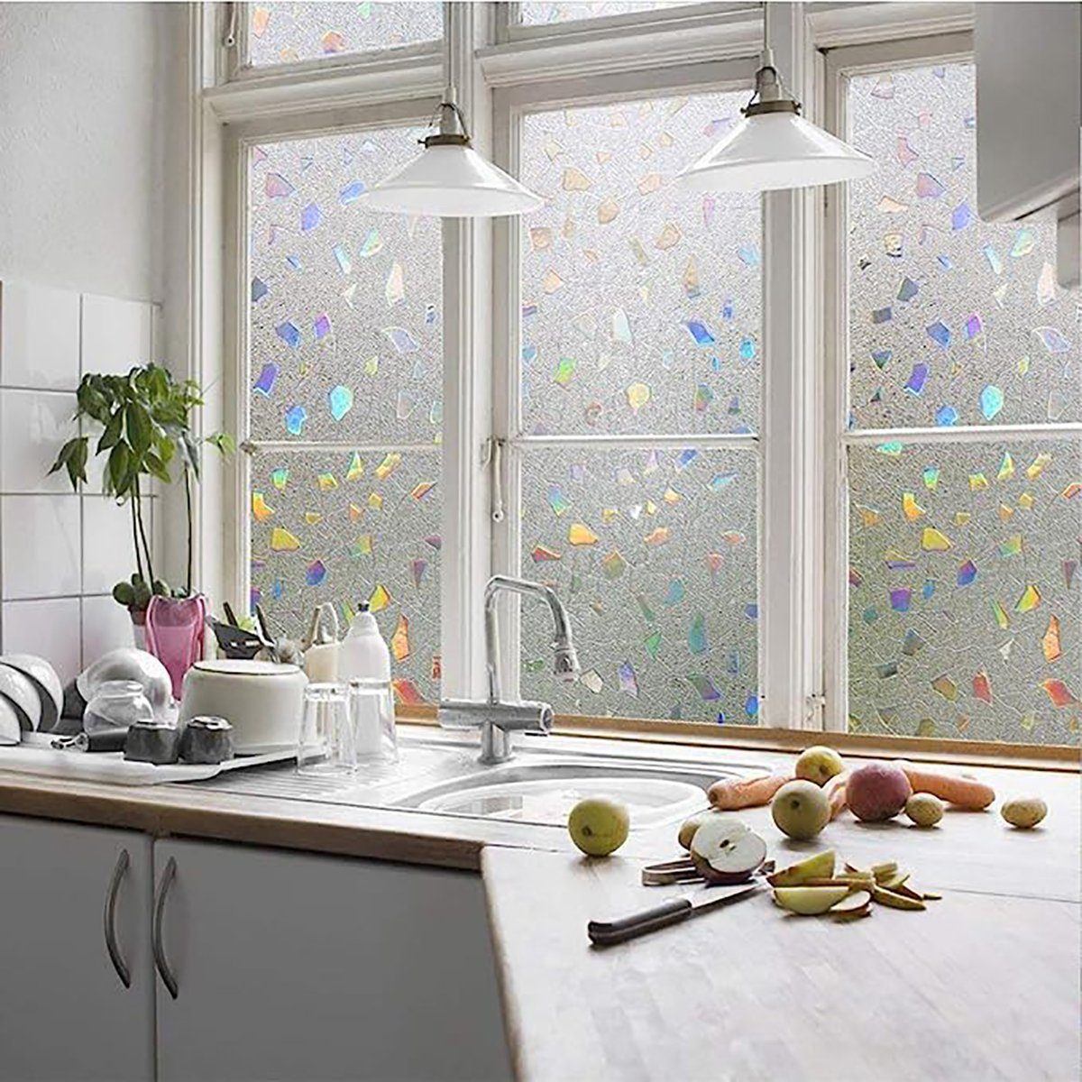Fensterfolie 2 Stück Fensterfolie Milchglasfolie Selbstklebend Sonnenschutzfolie, EBUY