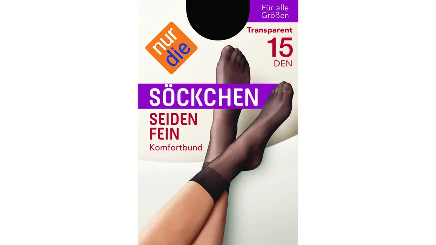 NUR DIE Damen Söckchen Seidenfein 15 DEN schwarz