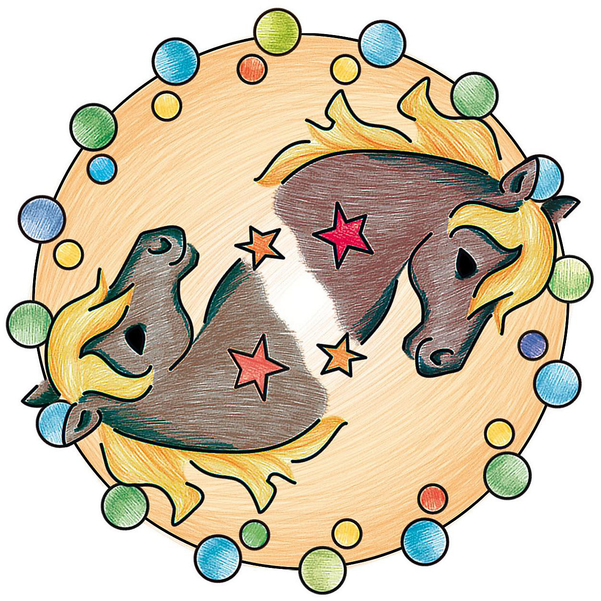 Mandala-Designer® Mini Set mit 1 Schablone, Pferde