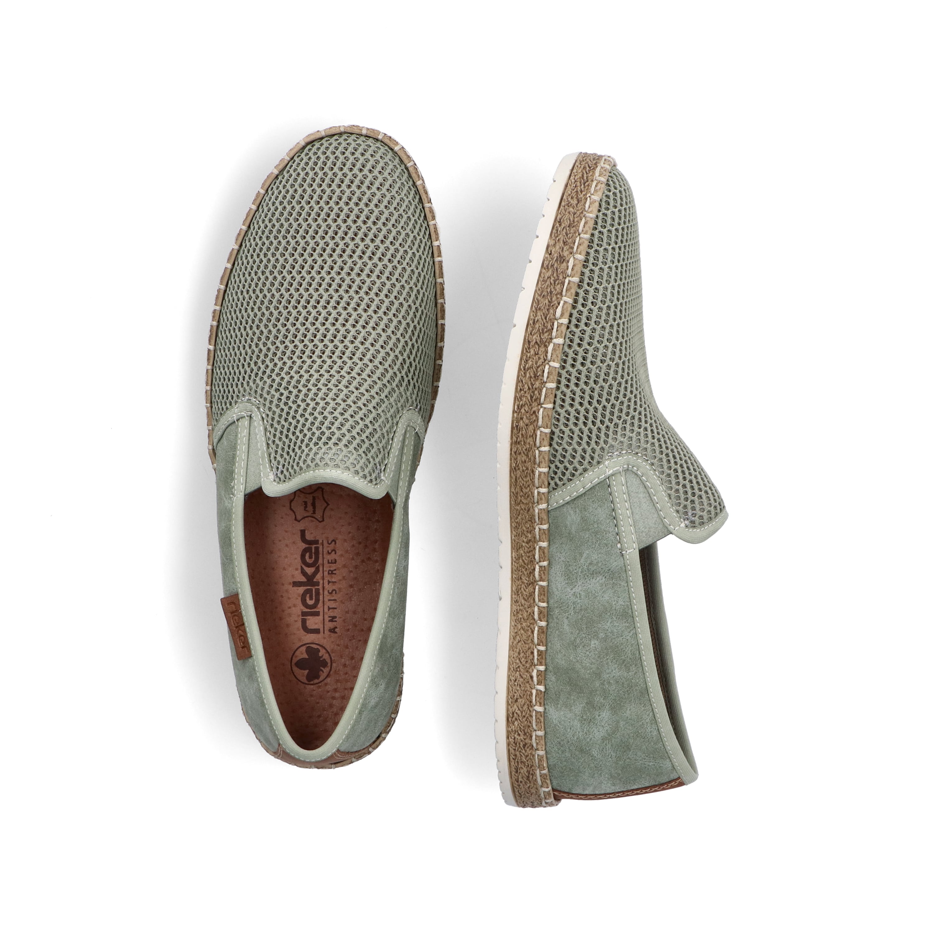 Rieker Herren Slipper grüngrau
