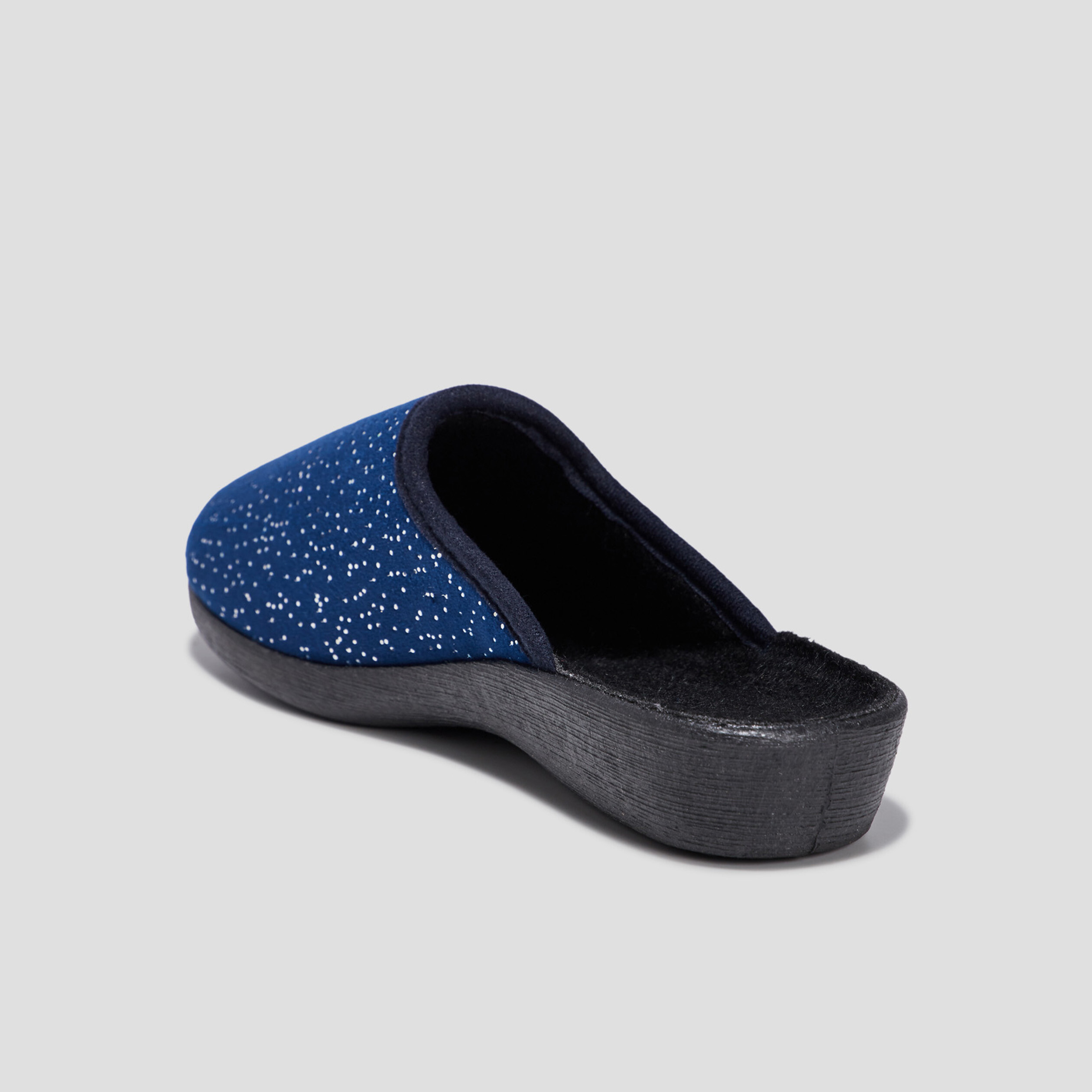 Chaussons mules compensés bleu marine femme | La Halle
