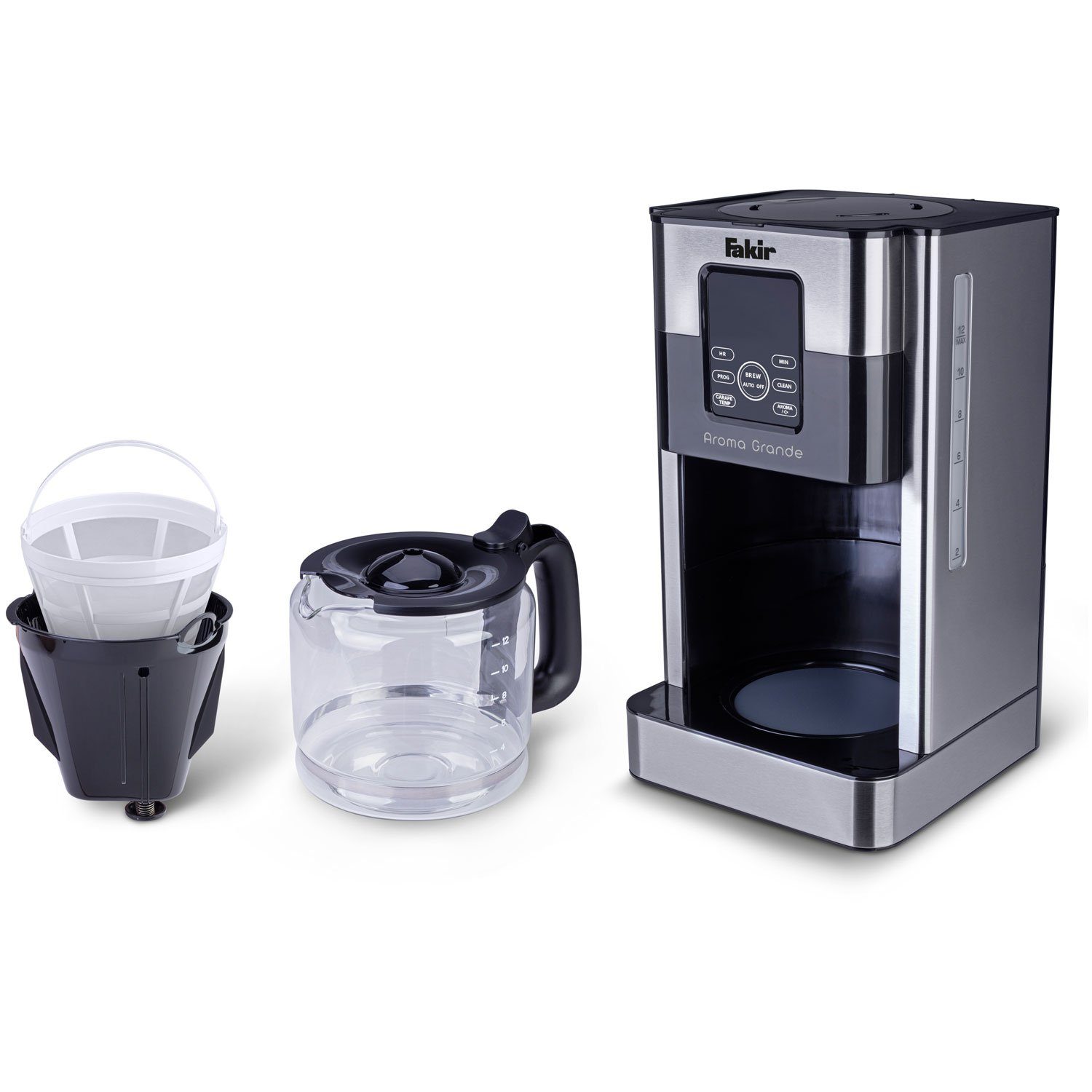 FAKIR Filterkaffeemaschine Aroma Grande, 1.8l Kaffeekanne, Edelstahl, Touch-Display, Dauerfilter, Timer, Selbstreinigung