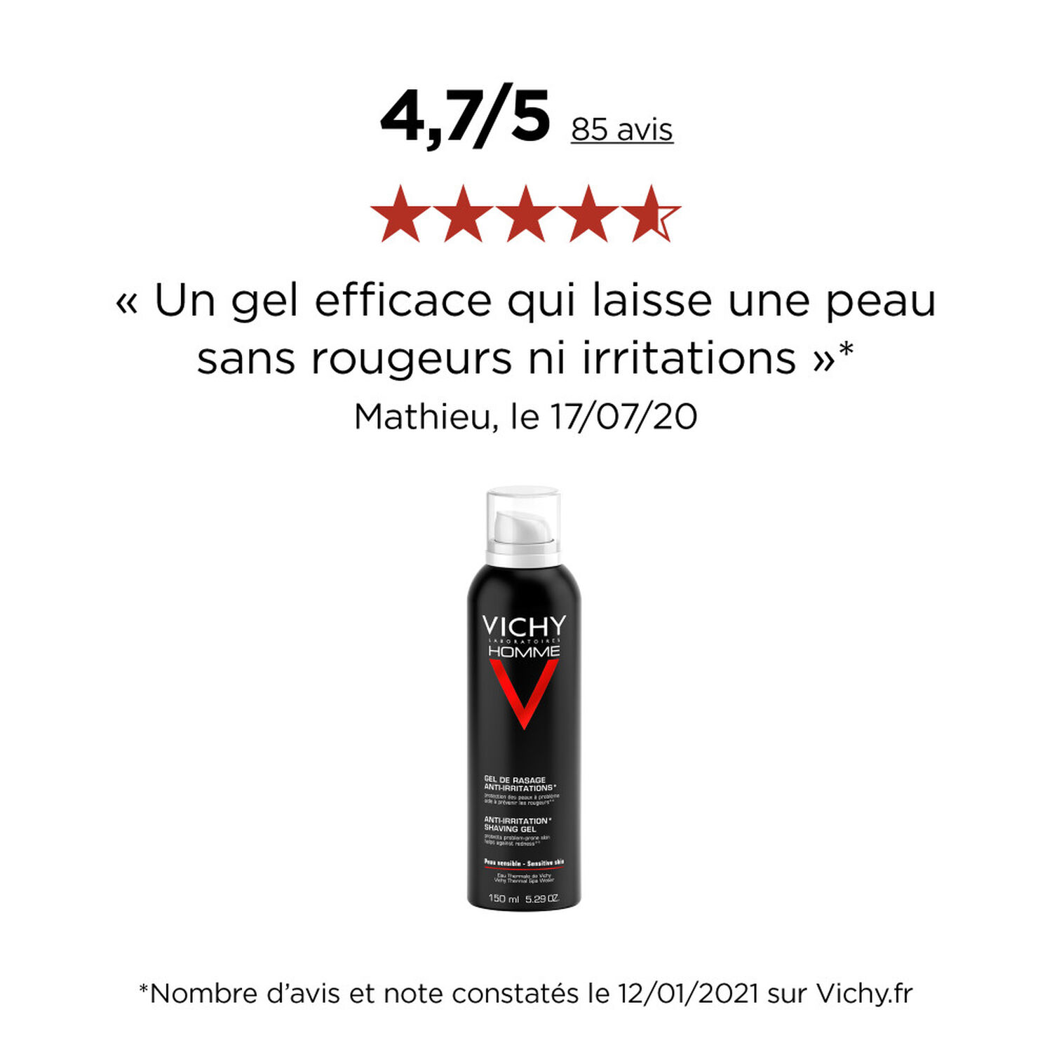 Vichy Gel à Raser Anti-Irritations Peaux Sensibles 2x150 ml
