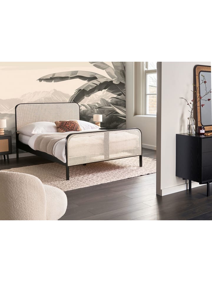 Beliani Doppelbett GONFARON in Schwarz/Braun - (W) 146 x (H) 108 x (L) 209 cm günstig kaufen onesize