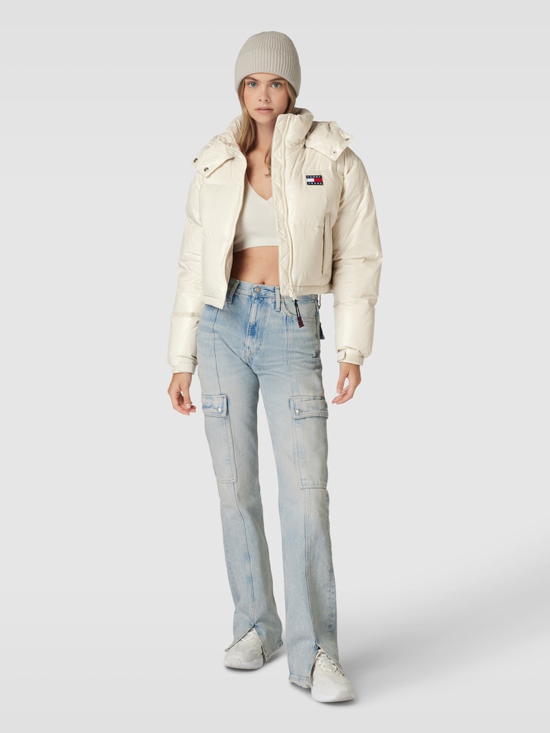 Cropped Daunenjacke mit Kapuze Modell 'ALASKA' in ecru