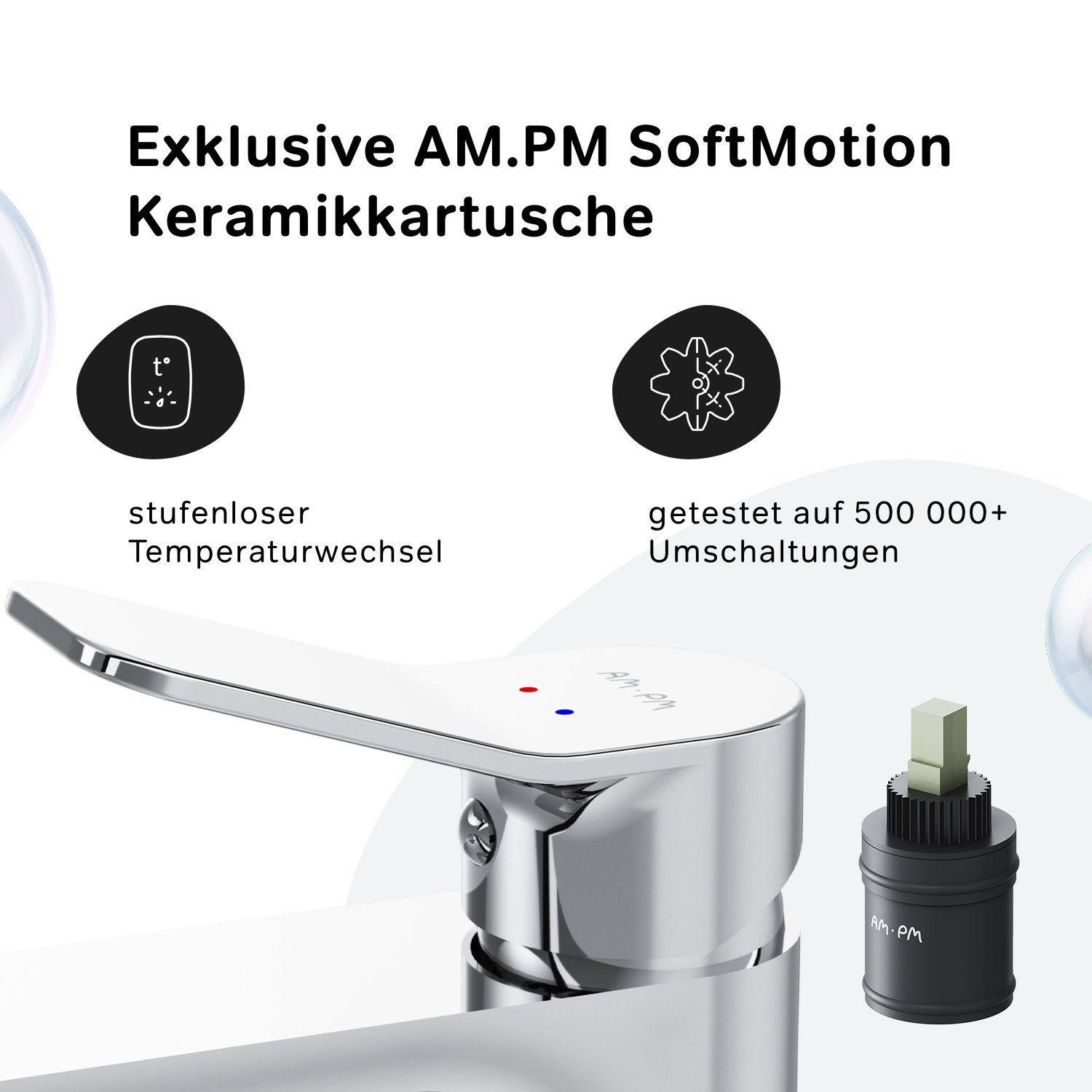 AM.PM Waschtischarmatur Waschbeckenarmatur X joy Waschbecken Wasserhahn Bad (mit hohem Auslauf, inkl. Klick-Ablaufgarnitur) Waschtisch Mischbatterie Badezimmer Badarmatur