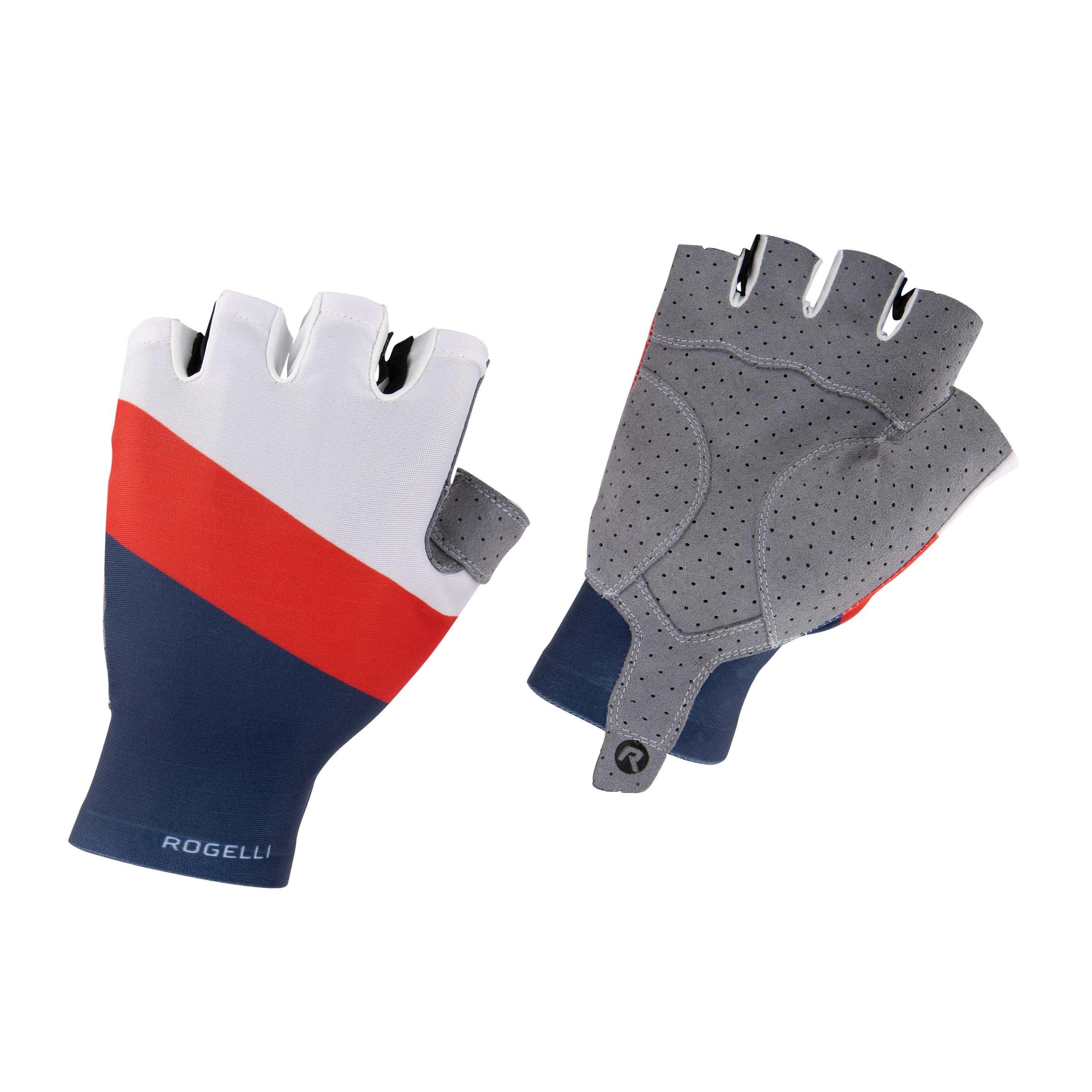 Rogelli Kai Blau/Rot/Weiß Herren Fahrradhandschuhe