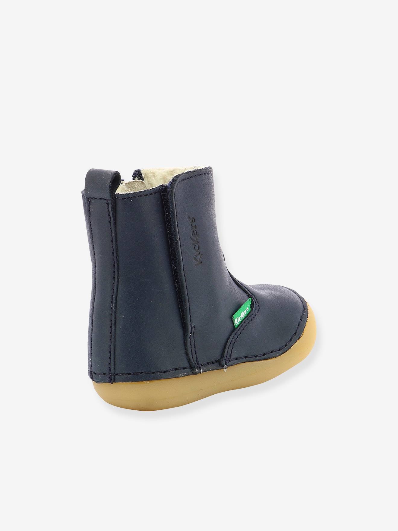 Boots fourrées cuir bébé garçon Socool Cho KICKERS® 1ers pas camel