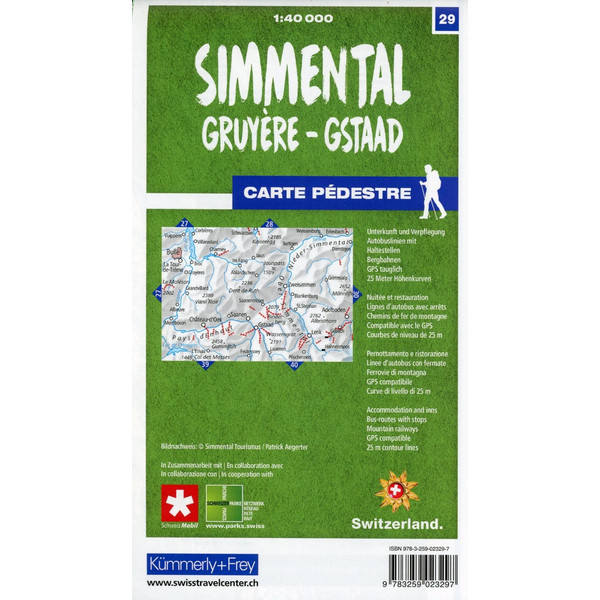 Simmental / Gruyère - Gstaad 29 Wanderkarte 1:40 000 matt laminiert - Wanderkarte