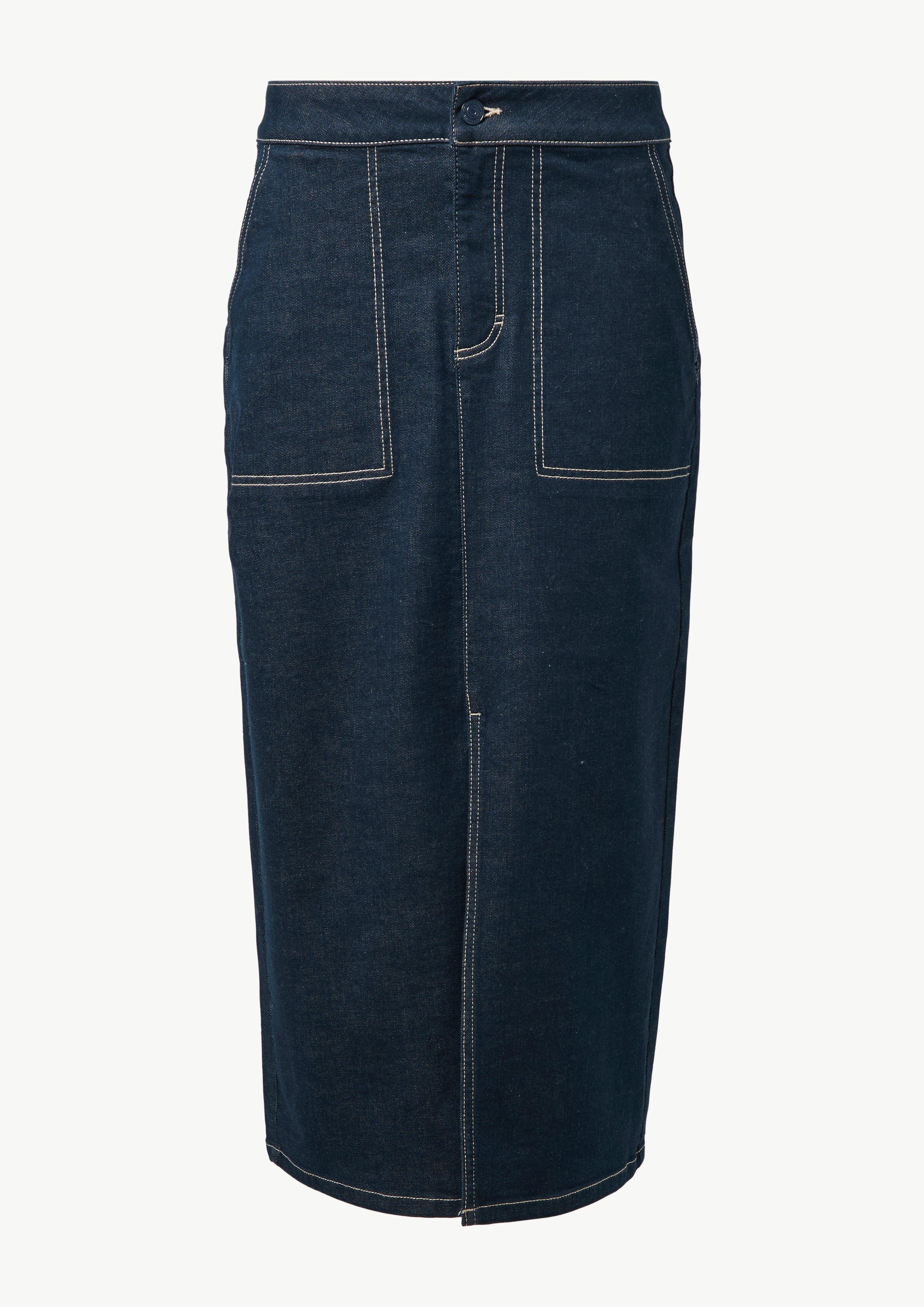 Elastischer Denimrock mit Waschung - navy