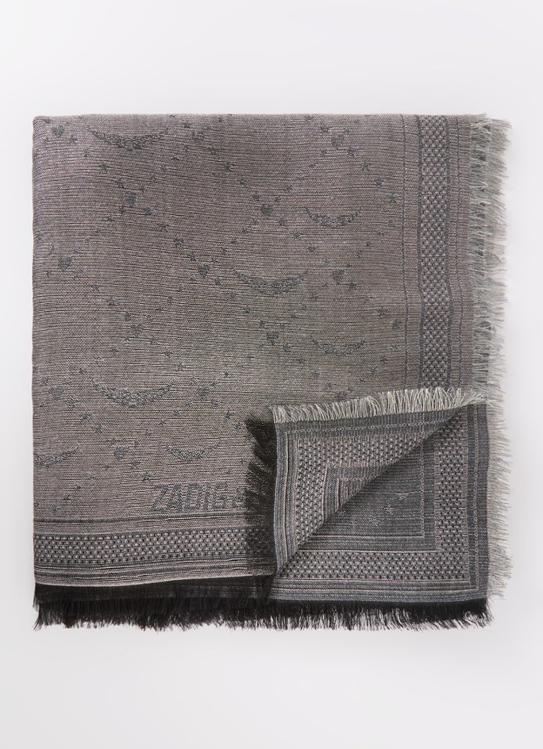 Esarfa Zadig&Voltaire Glenn cu imprimeu logo, dimensiuni 73 x 73 cm.