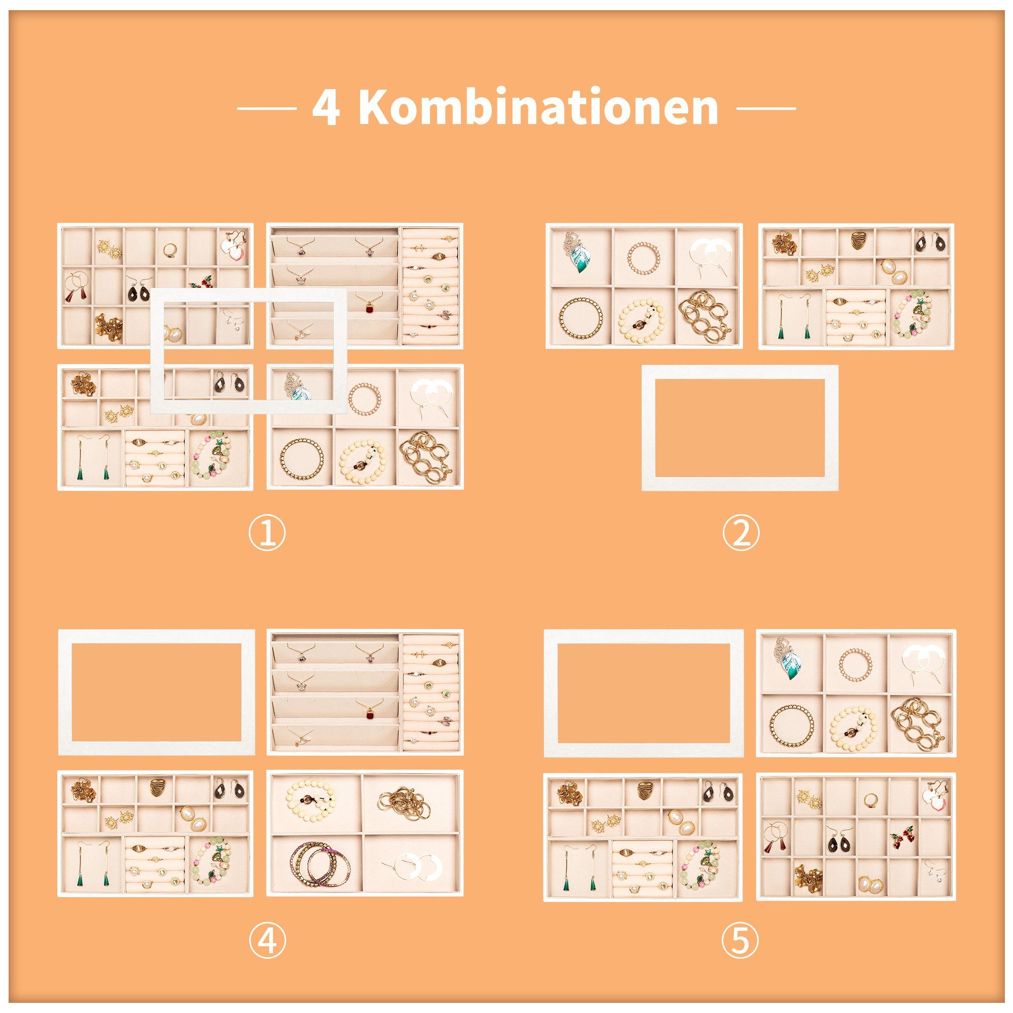 AdelDream Schmuckkasten Stapelbares Schmucktablett Schmuckschatpfanne Aufbewahrung Schublade Lagerung-Schmuck Aufbewahrung Damen Schmuckschatpfe.