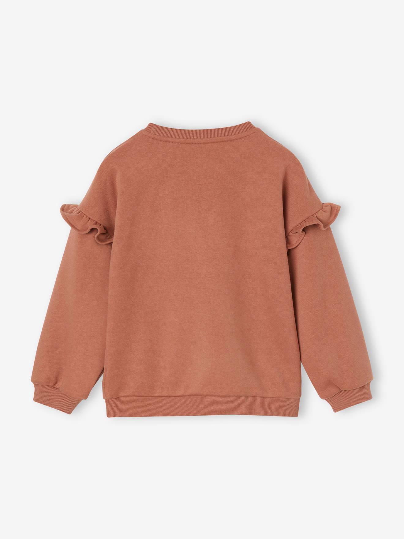 Vertbaudet Mädchen Sweatshirt SUPER mit Volants, personalisierbar Oeko-Tex - rost
