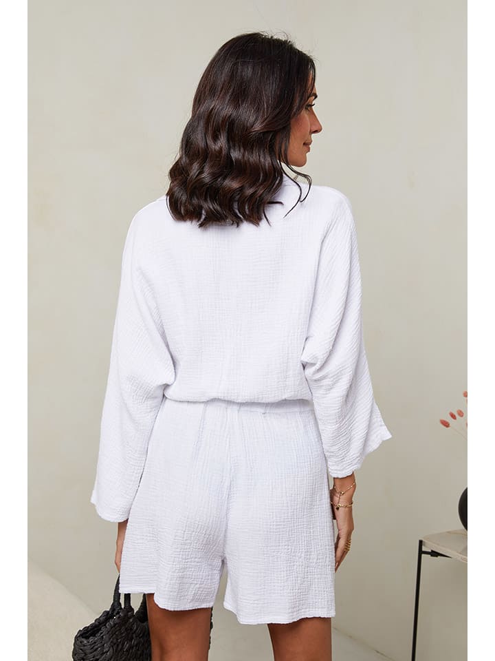 Le Monde du Lin Leinen-Jumpsuit in Weiß günstig kaufen