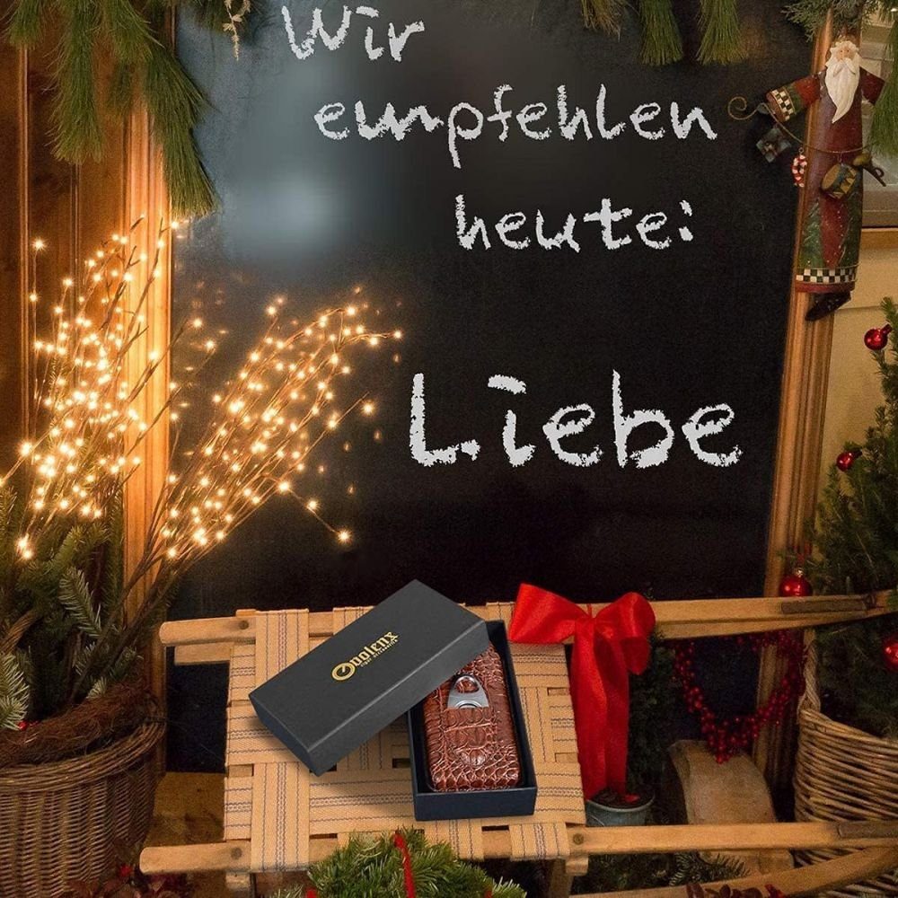 Devenirriche Humidor Zigarren Etui, 3 Tube Zigarren Humidor aus Krokodile Getreide Leder