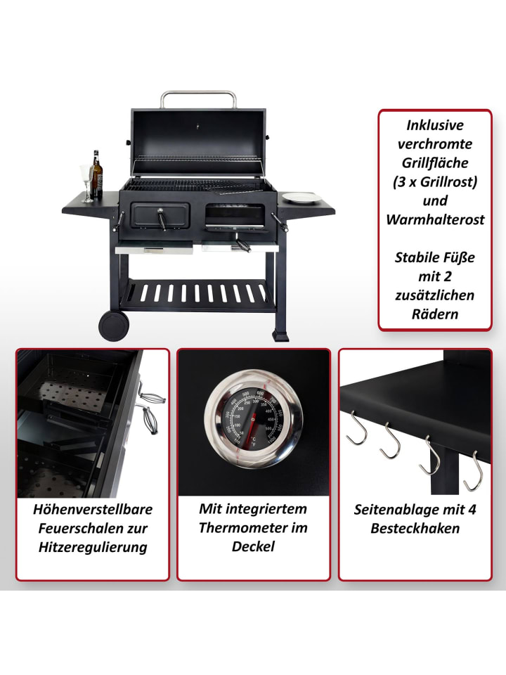 MCW Holzkohlegrill K94 mit Deckel und Ablage günstig kaufen onesize