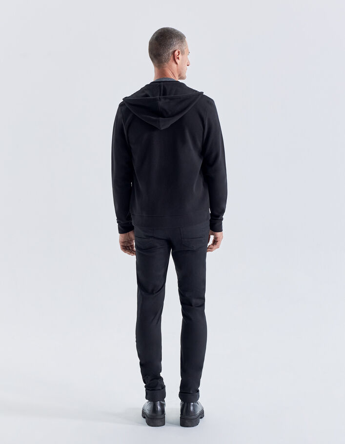 Cardigan noir nid d'abeille à capuche Homme