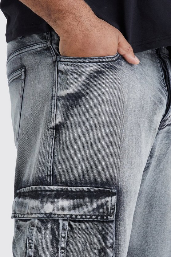 Plus lockere Cargo-Jeans mit Reißverschluss