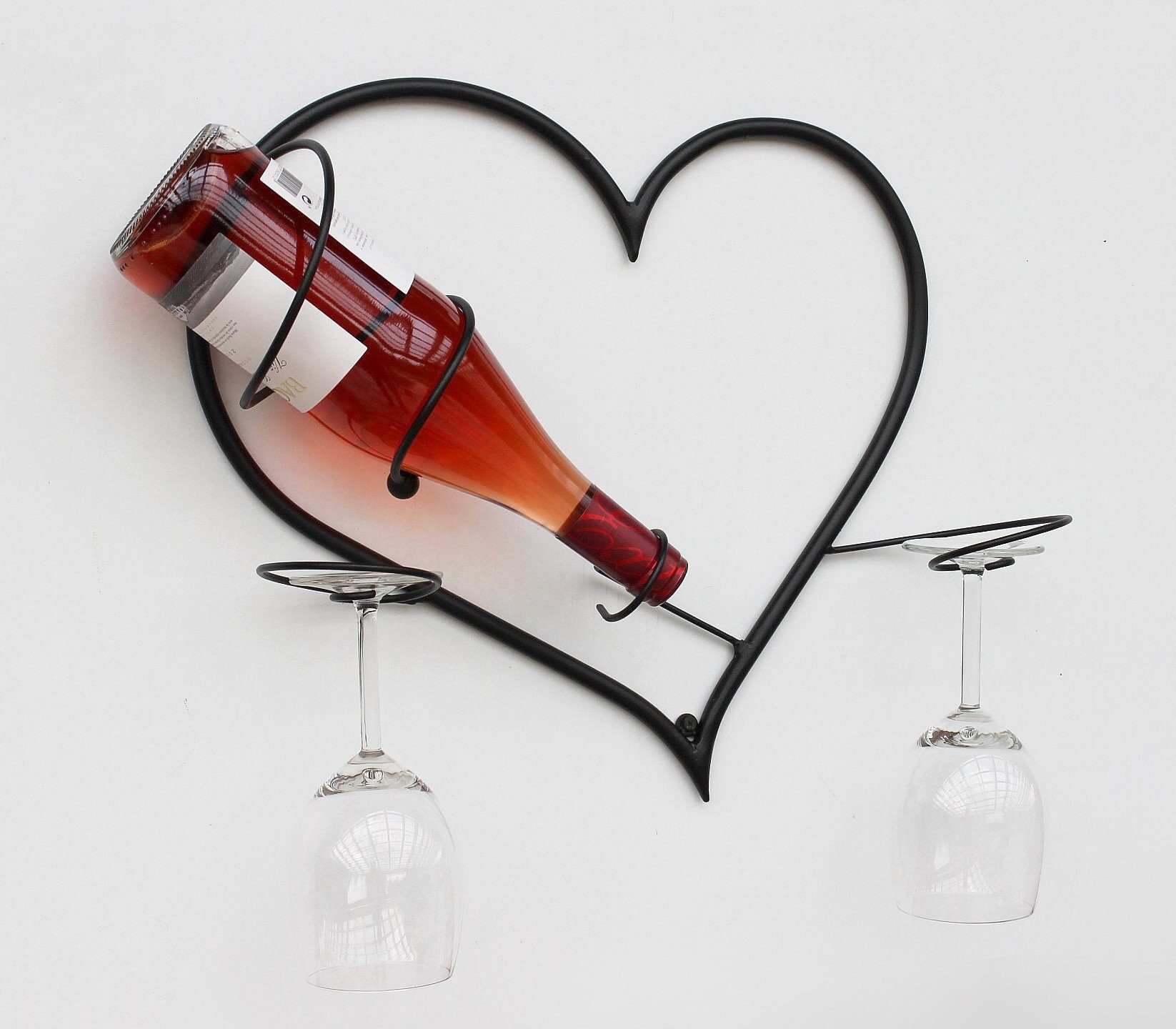 DanDiBo Weinregal Weinregal Mit Glashalter Metall Wand Herz Flaschenständer 38 cm Flaschenhalter Wandmontage
