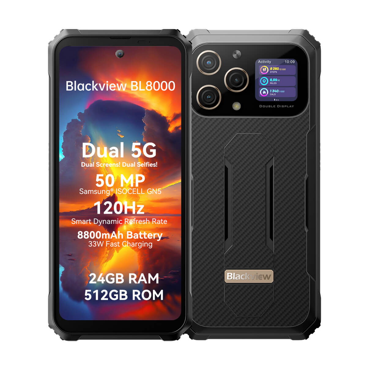 Blackview Blackview BL8000 aurora gold Rugged Smartphone 5G 24GB RAM 512GB ROM 50MP 2. Display