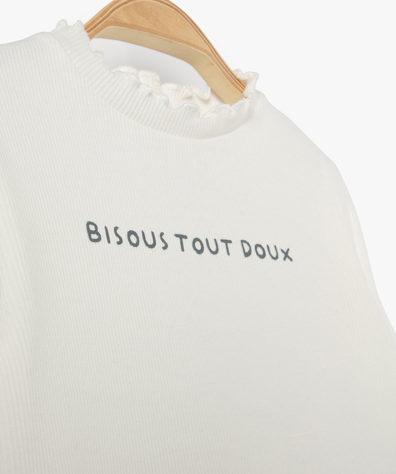 Tee-shirt bébé fille manches longues à ctes ecru | GEMO