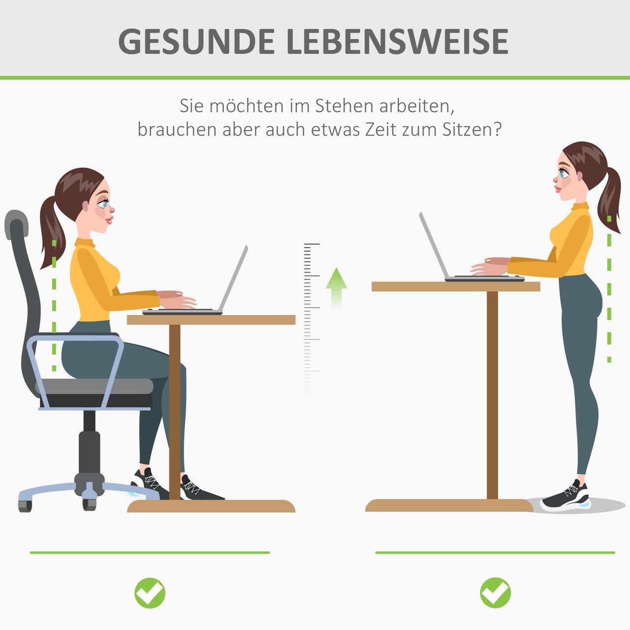 Vinsetto Elektrischer Schreibtisch Computertisch Natur Schwarz 140 x 70 x 72-116 cm