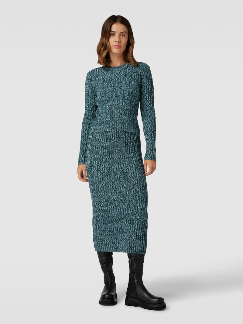 Strickpullover in Feinripp-Optik in dunkelblau