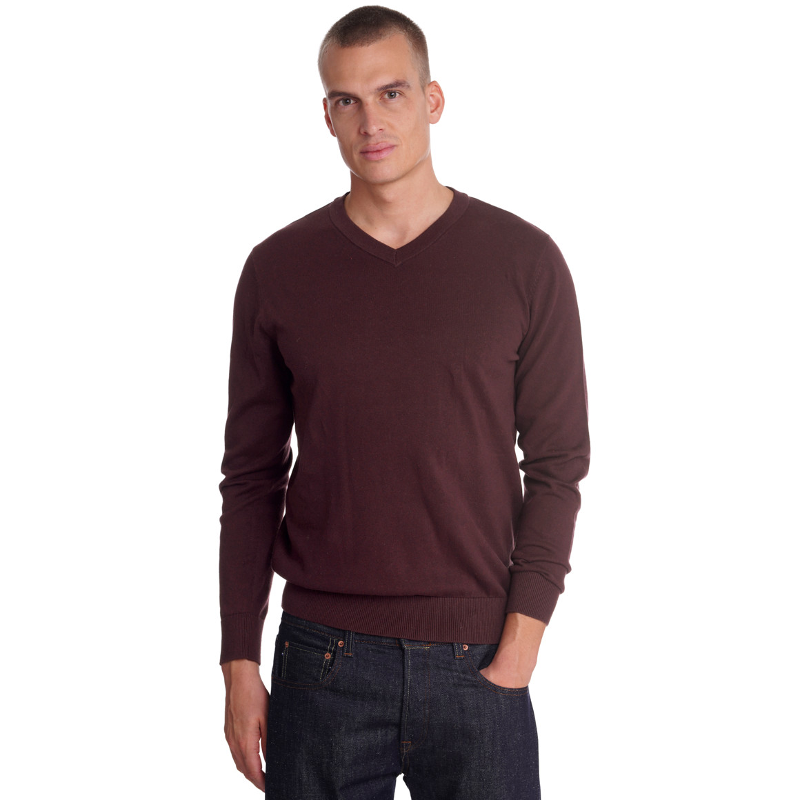 Herren Feinstrickpullover mit V-Ausschnitt