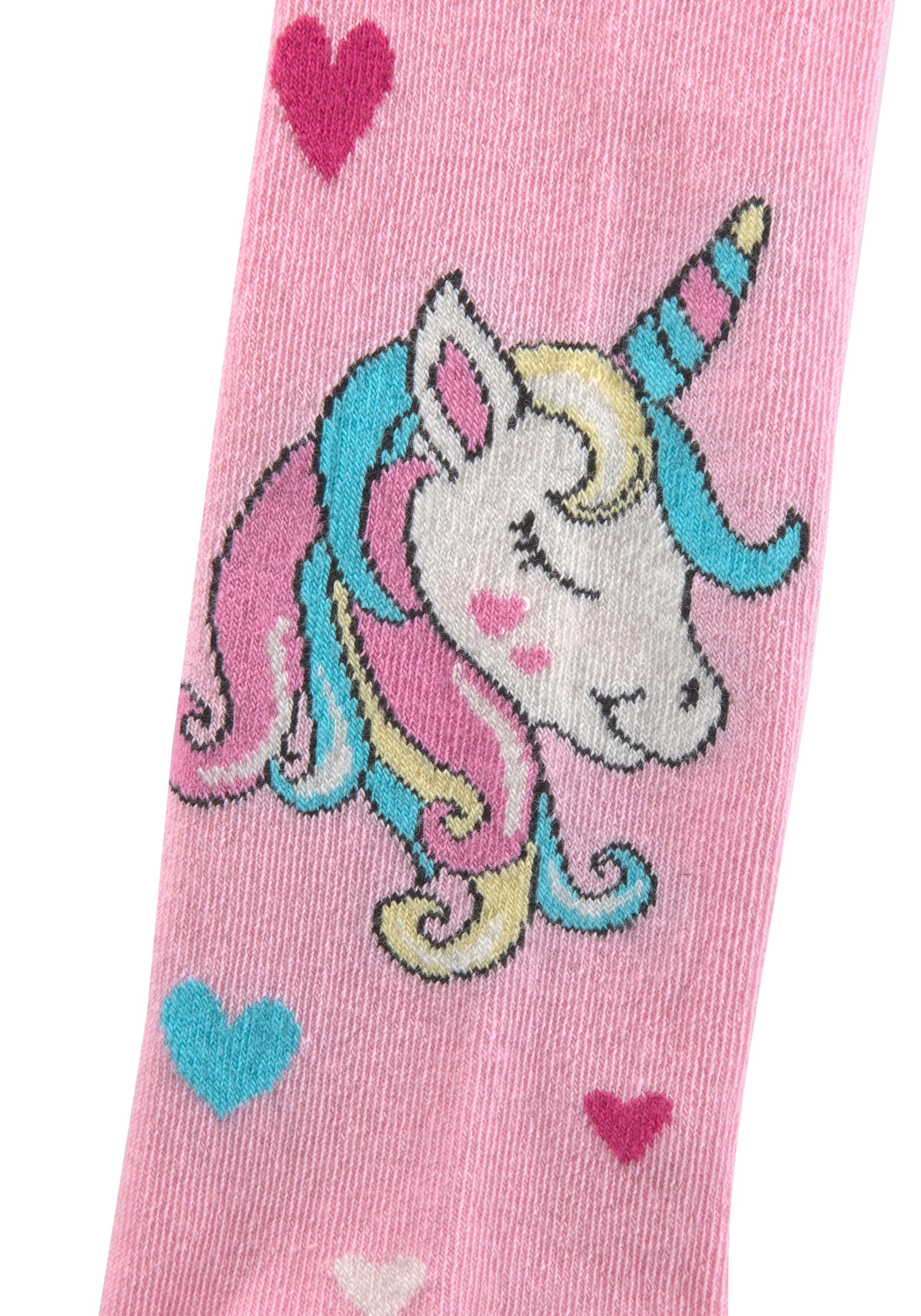 H.I.S Strickstrumpfhose (Packung 3 St) mit eingestrickten Einhorn Motiven