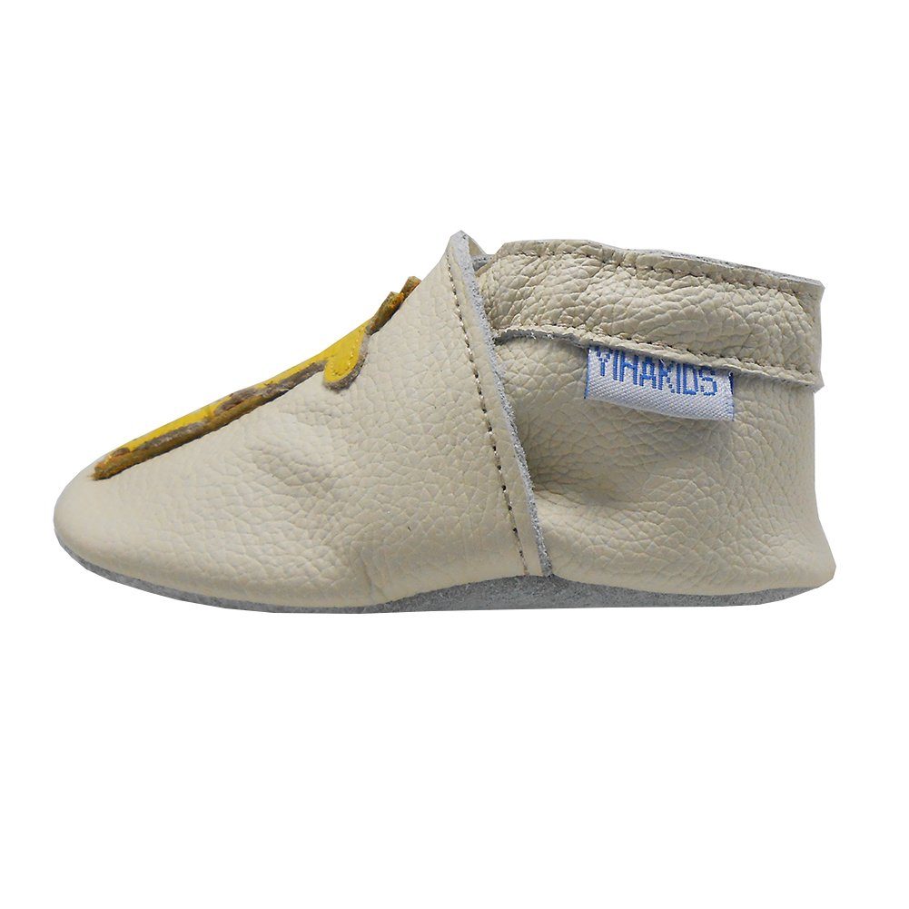 Yalion Weiche Leder Lauflernschuhe Hausschuhe Lederpuschen Giraffe Weiss Krabbelschuh