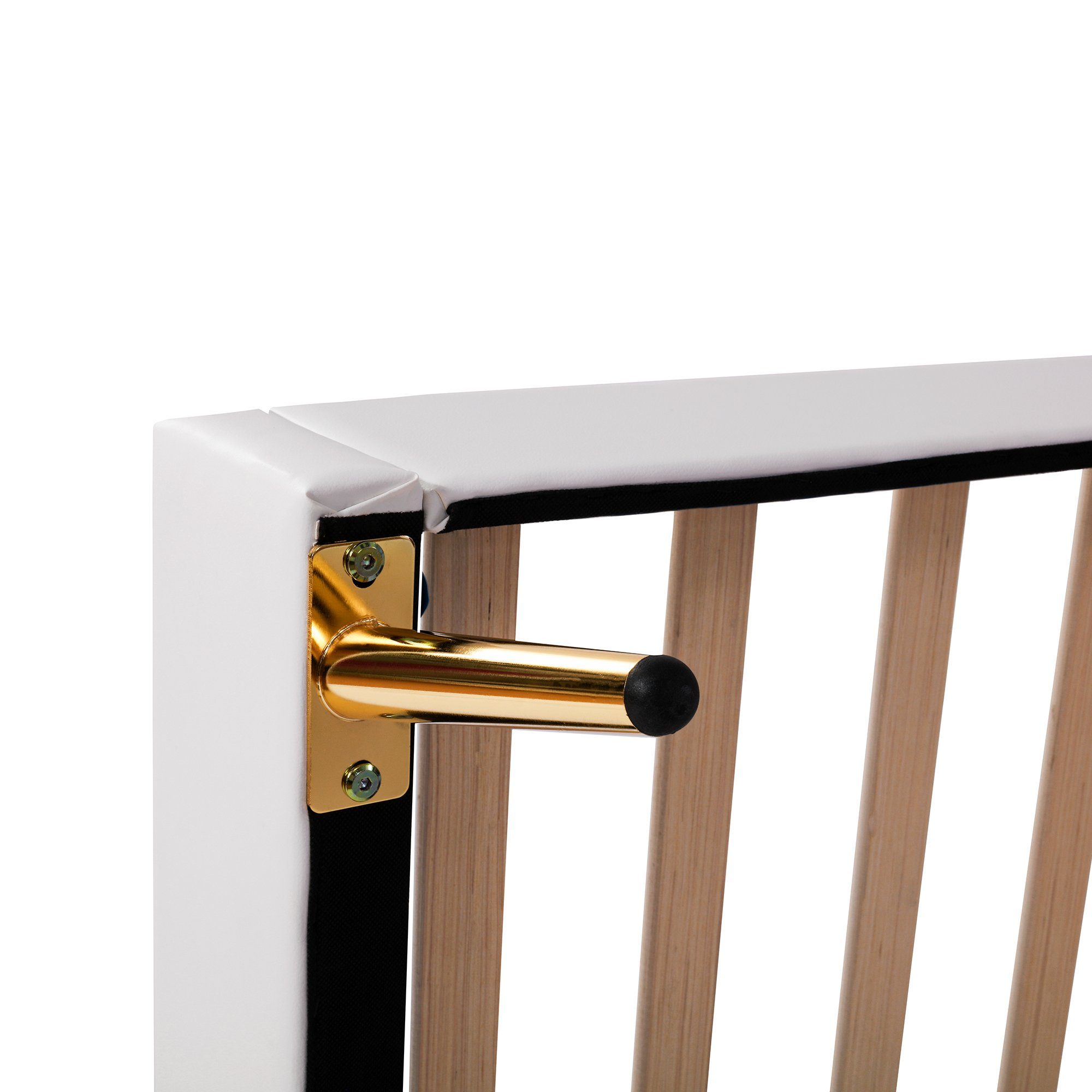 HAUSS SPLOE Polsterbett Polsterbett Funktionsbett Bettrahmen KInderbett (Bettgestell für Mädchen, weißes Kronen-Doppelbettgestell aus Leder, mit LED-Leuchten, Lattenrost und Rückenlehne 90 x 200 cm)