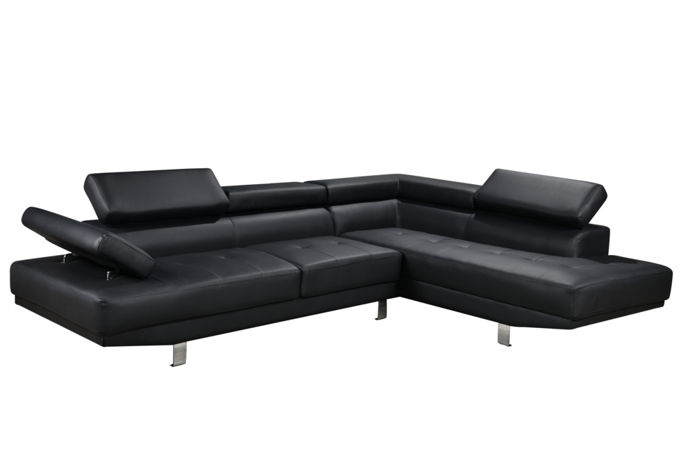 Happy Home Happy Home Ecksofa mit verstellbare Kopf- und Arm-Funktionen HSP108-SCH schwarz Lederoptik